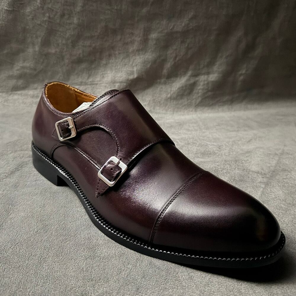 Quince Men's Italian Leather Double Monk Strap Oxford Oxblood 11 NIB